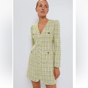 Tuckernuck Coralie Citron Tweed Dress NWT VNeck Back Zip Fully Lined Sz Small